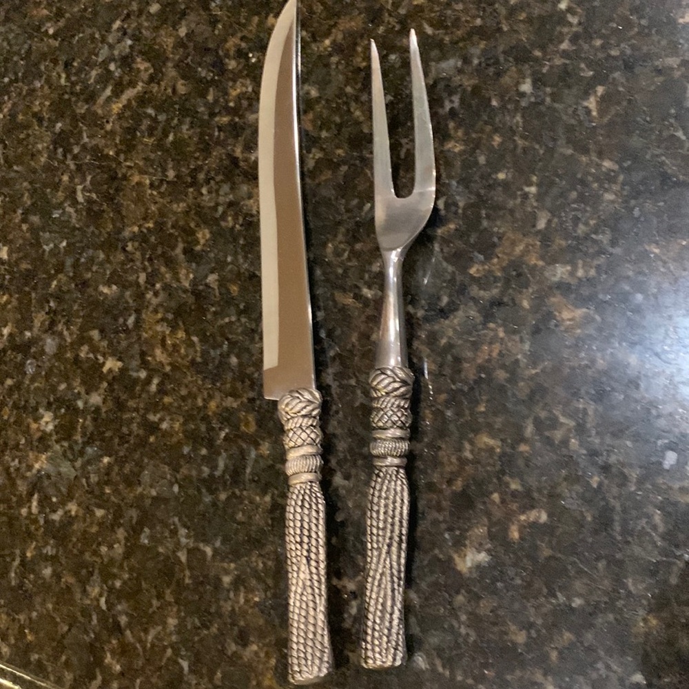 Vintage Silea Silver Carving Knife and Meat Fork Set